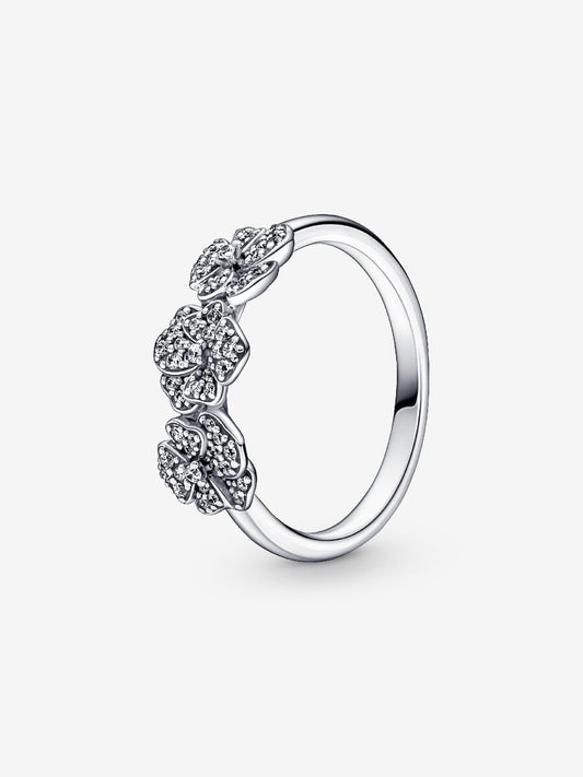 Triple Pansy Flower Ring