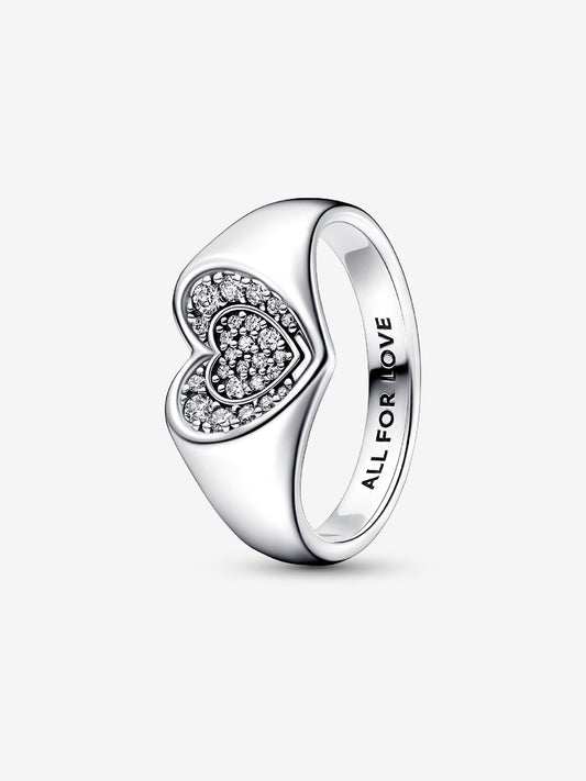 Radiant Heart Pavé Signet Ring