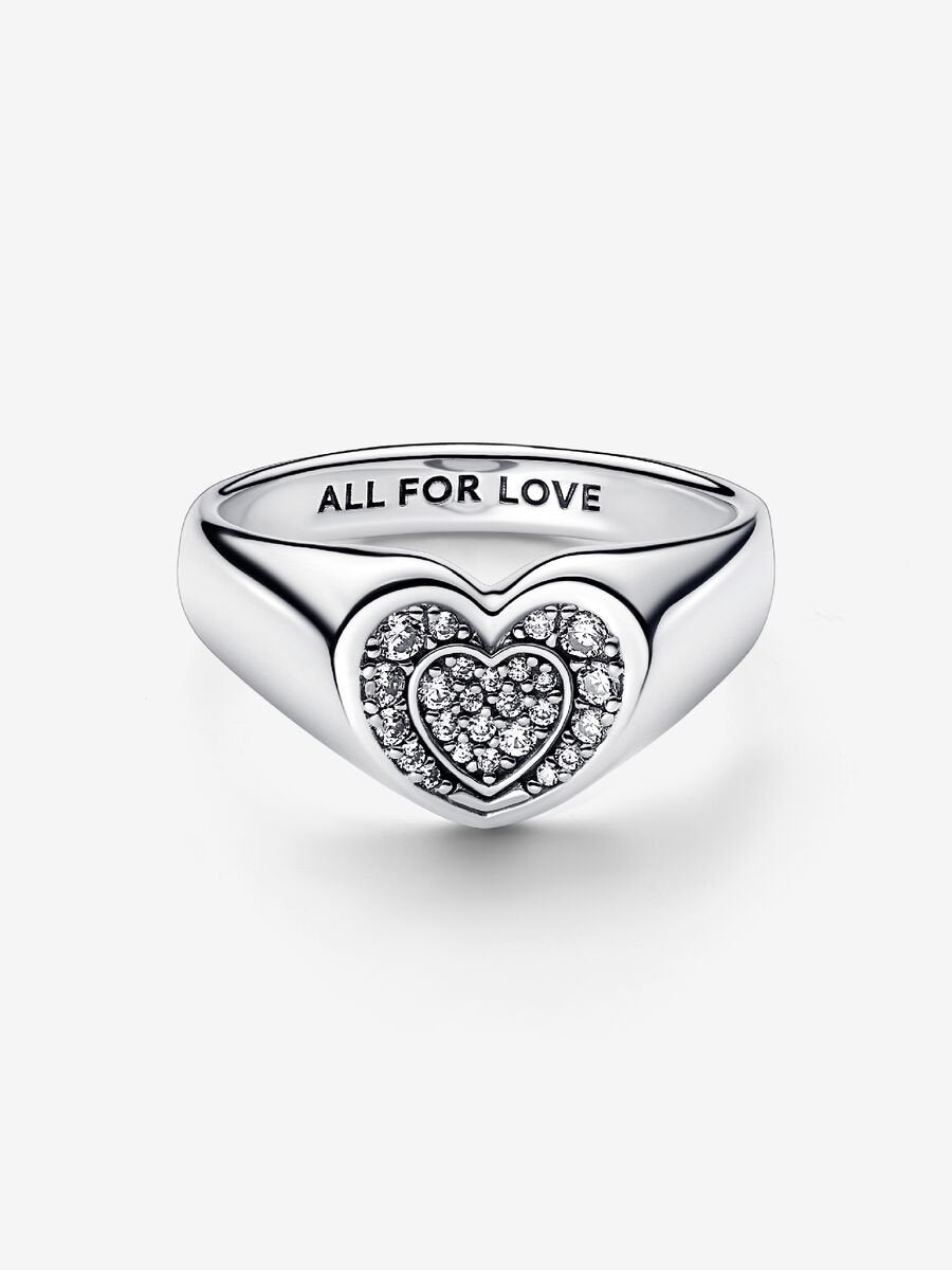 Radiant Heart Pavé Signet Ring