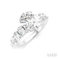 1 Ctw Oval Shape Oval and Round Cut Diamond Semi-Mount Engagement Ring in 14K White Gold