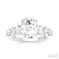 1 Ctw Oval Shape Oval and Round Cut Diamond Semi-Mount Engagement Ring in 14K White Gold