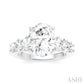 1 1/4 Ctw Oval Shape Oval and Round Cut Diamond Semi-Mount Engagement Ring in 14K White Gold