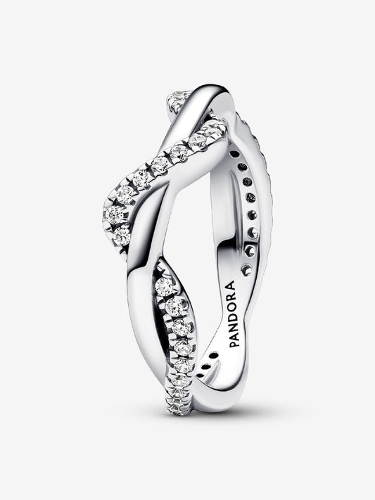 Sparkling Intertwined Wave Ring