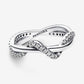 Sparkling Intertwined Wave Ring