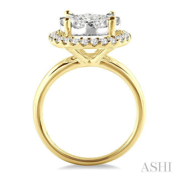 2 Ctw Lovebright Round Cut Diamond Engagement Ring in 14K Yellow and White Gold