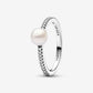 Treated Freshwater Cultured Pearl & Pavé Ring