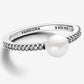 Treated Freshwater Cultured Pearl & Pavé Ring