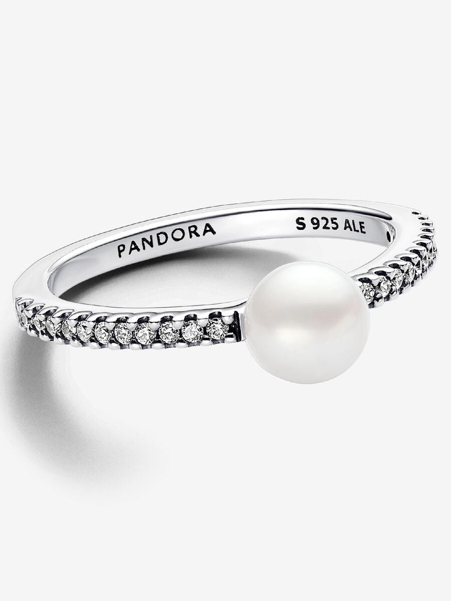 Treated Freshwater Cultured Pearl & Pavé Ring