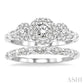 1/2 Ctw Diamond Wedding Set with 1/2 Ctw Round Cut Past Present and Future Engagement Ring and 1/20 Ctw Wedding Band in 