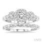 1/2 Ctw Diamond Wedding Set with 1/2 Ctw Round Cut Past Present and Future Engagement Ring and 1/20 Ctw Wedding Band in 14K White Gold