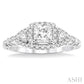 1/2 Ctw Round Cut Diamond Engagement Ring with 1/5 Ct Princess Cut Center Stone in 14K White Gold