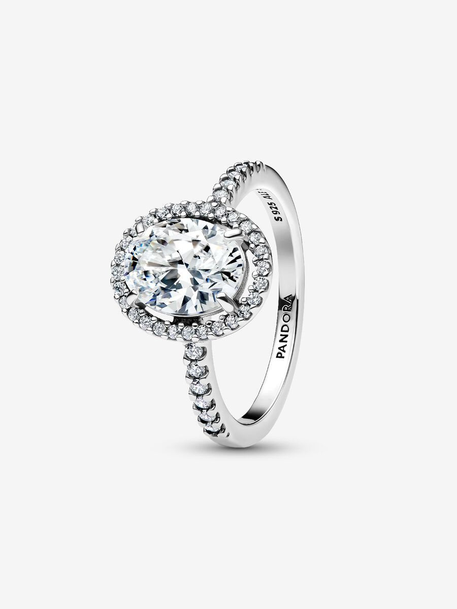 Oval Sparkling Halo Ring