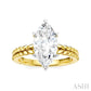 1/10 Ctw Marquise Shape Round Cut Diamond Semi-Mount Engagement Ring in 14K Yellow and White Gold