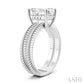 1/10 Ctw Akari Split Rope Textured Shank Emerald Shape Round Cut Diamond Semi Mount Engagement Ring in 14K White Gold