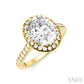 1/2 Ctw Oval Shape Round Cut Diamond Halo Semi-Mount Engagement Ring in 14K Yellow Gold