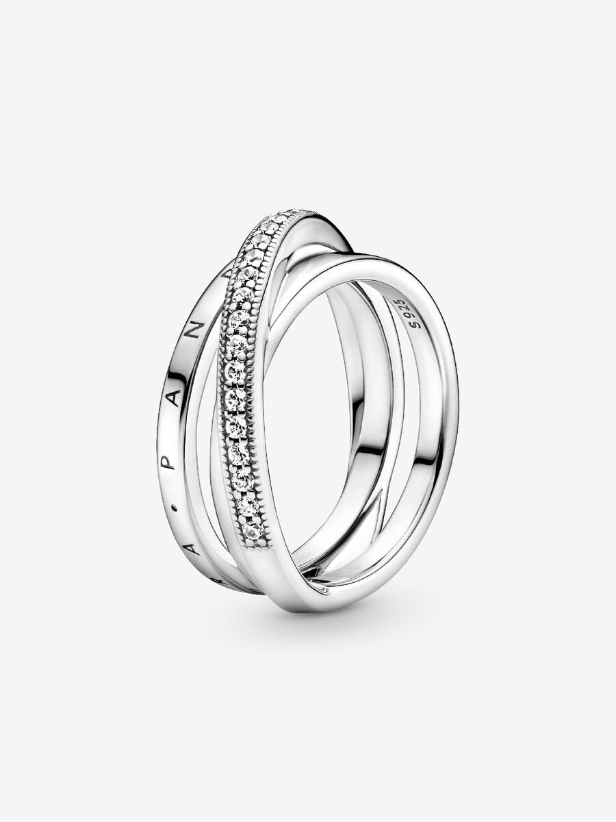 Crossover Pavé Triple Band Ring
