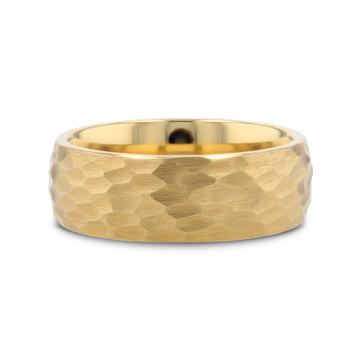 GILDUR Domed Hammered Finish Gold Plated Tungsten Ring - 8mm