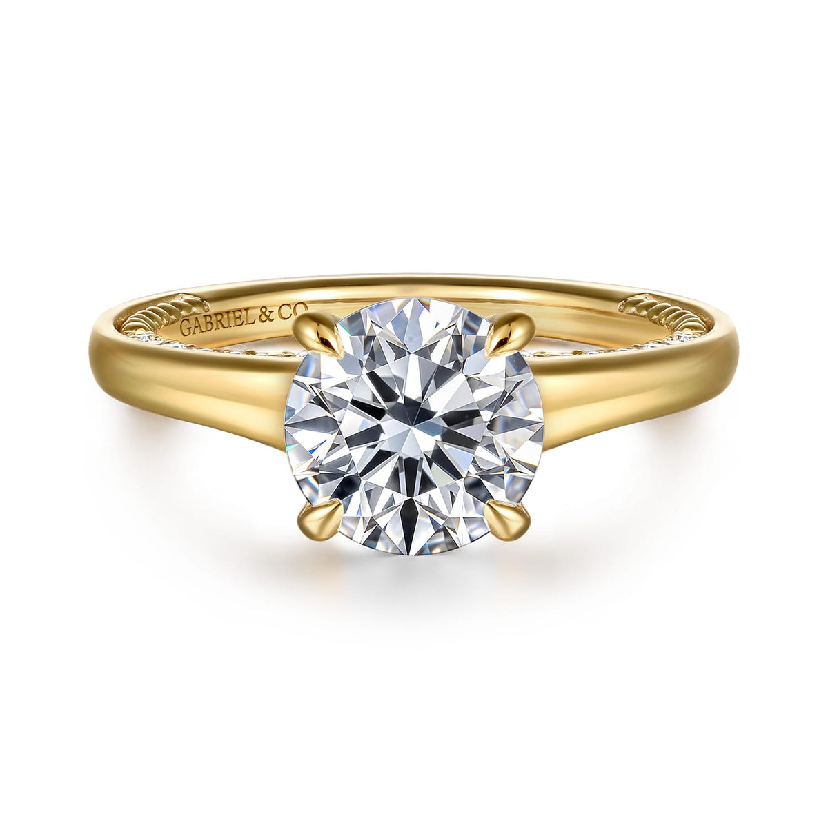 Gabriel & Co. Rosey - 14K Yellow Gold Round Diamond Engagement Ring .34CTW 8MM SEMI