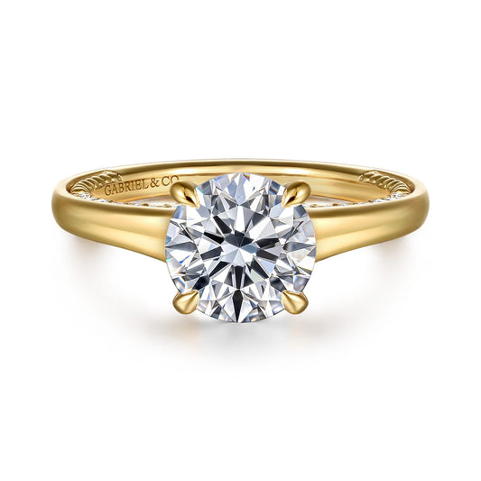 Gabriel & Co. Rosey - 14K Yellow Gold Round Diamond Engagement Ring .34CTW 8MM SEMI