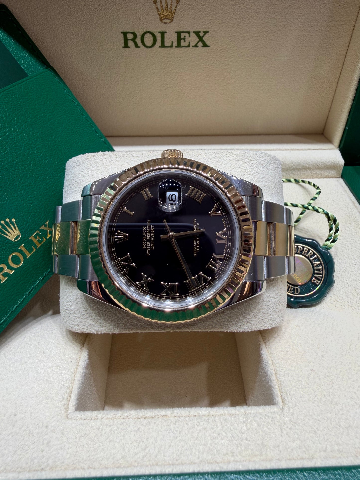 Rolex 116333 Datejust II 18k Stainless Steel 41mm Black Roman