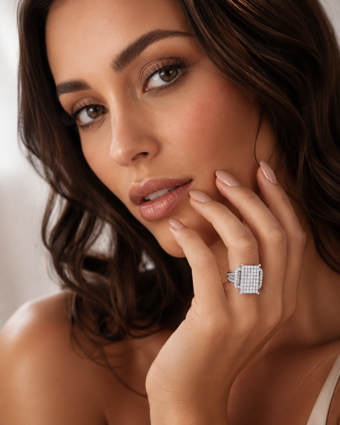 3 CTW Natural Diamond Rectangular Pavé Ring | 14K White Gold H-I I1