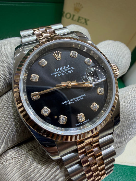 Rolex Datejust 36mm Stainless Steel Black Diamond Dial – 116231 Luxury Timepiece