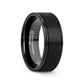 TURNER Flat Brushed Finish Center Black Tungsten Carbide Wedding Band with Dual Offset Grooves and Polished Edges - 6mm 
