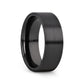 DRAKON Flat Pipe Cut Brush Finished Black Ceramic Wedding Band - 2mm - 12mm - 6mm