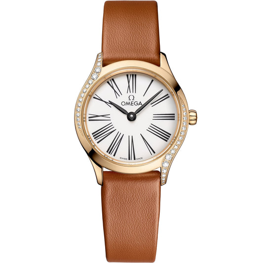Omega de Ville Mini Trésor 26 mm — Moonshine™ Gold on Leather Strap (428.57.26.60.04.004)