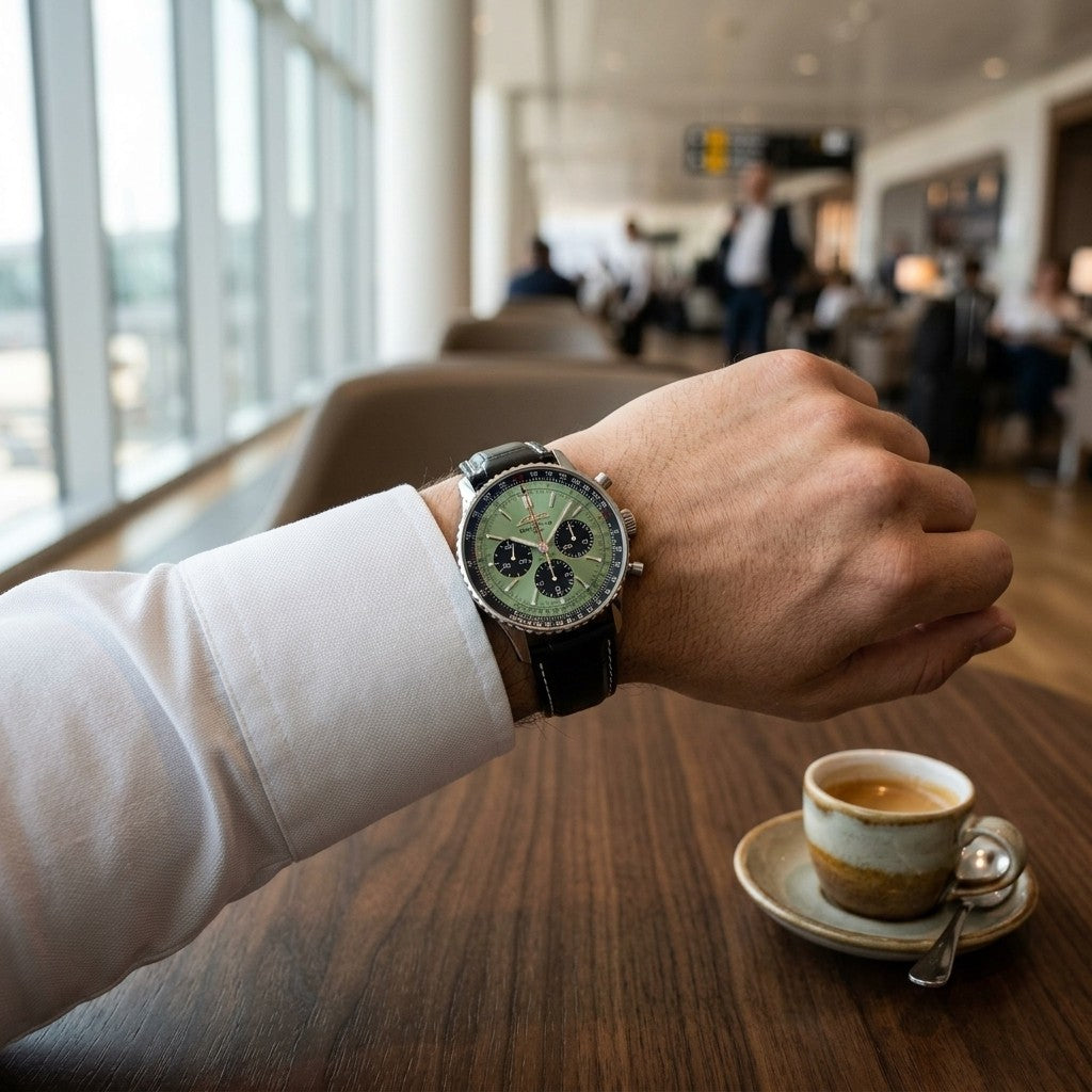 Breitling Navitimer B01 Chronograph 43 — Mint green Dial — lifestyle