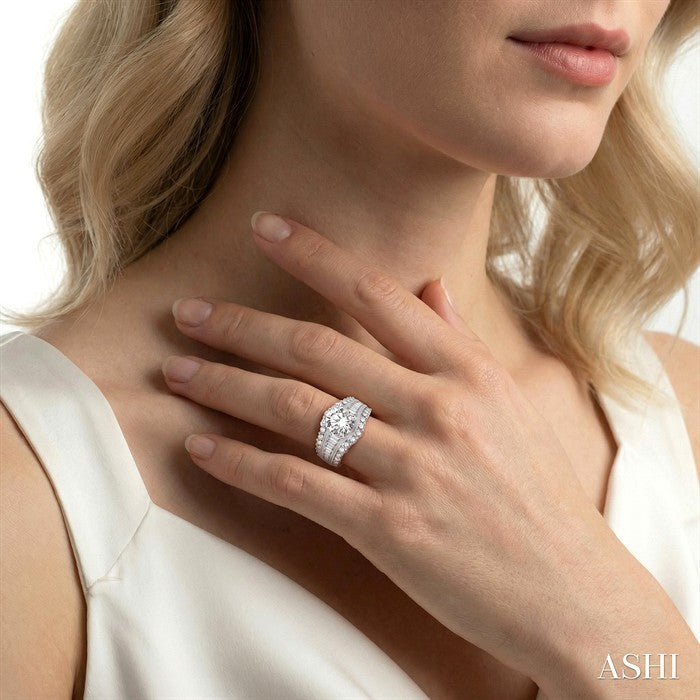 1 1/2 Ctw Diamond Semi-Mount Engagement Ring in 14K White Gold
