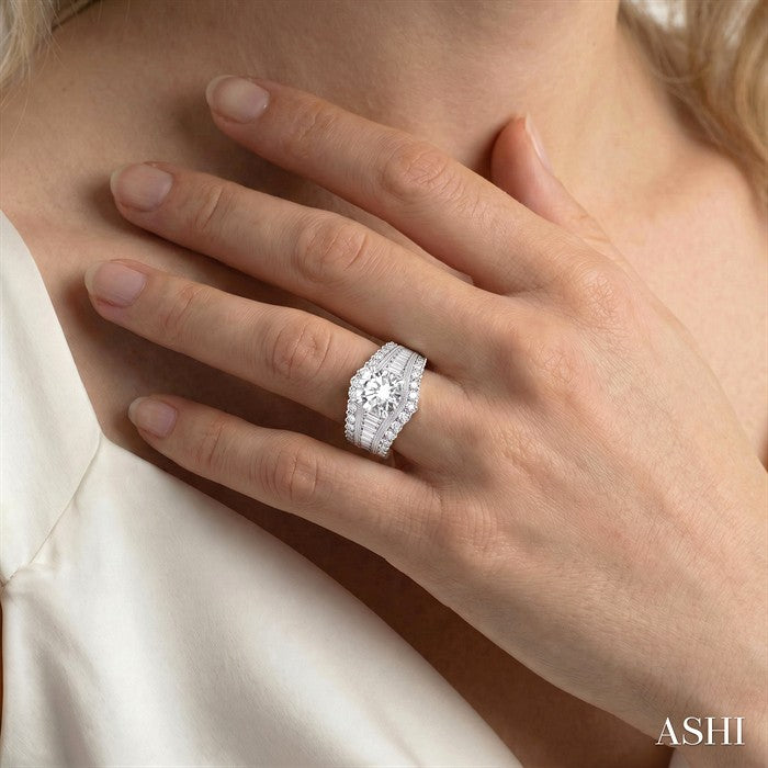 1 1/2 Ctw Diamond Semi-Mount Engagement Ring in 14K White Gold