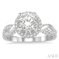 1/2 Ctw Circular Center Twisted Shank Round Cut Diamond Semi-Mount Engagement Ring in 14K White Gold