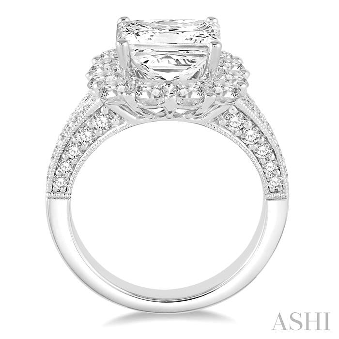 2 Ctw Round Cut Diamond Semi-Mount Engagement Ring in 14K White Gold