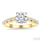 1/2 Ctw Marquise and Round Cut Diamond Semi-Mount Engagement Ring in 14K Yellow and White Gold