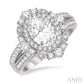7/8 Ctw Oval Round Cut Diamond Semi-Mount Engagement Ring in 14K White Gold