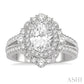 7/8 Ctw Oval Round Cut Diamond Semi-Mount Engagement Ring in 14K White Gold