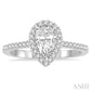 5/8 Ctw Diamond Engagement Ring with 1/3 Ct Pear Shaped Center stone in 14K White Gold