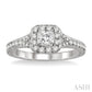 5/8 Ctw Diamond Engagement Ring with 1/4 Ct Princess Cut Center Stone in 14K White Gold