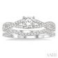 1/2 Ctw Diamond Wedding Set with 3/8 Ctw Round Cut Engagement Ring and 1/10 Ctw Wedding Band in 14K White Gold
