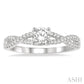 3/8 Ctw Diamond Engagement Ring with 1/4 Ct Round Cut Center Stone in 14K White Gold