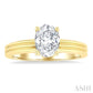 1/20 Ctw Oval Shape Grooved Shank Round Cut Diamond Semi-Mount Engagement Ring in 14K Yellow Gold