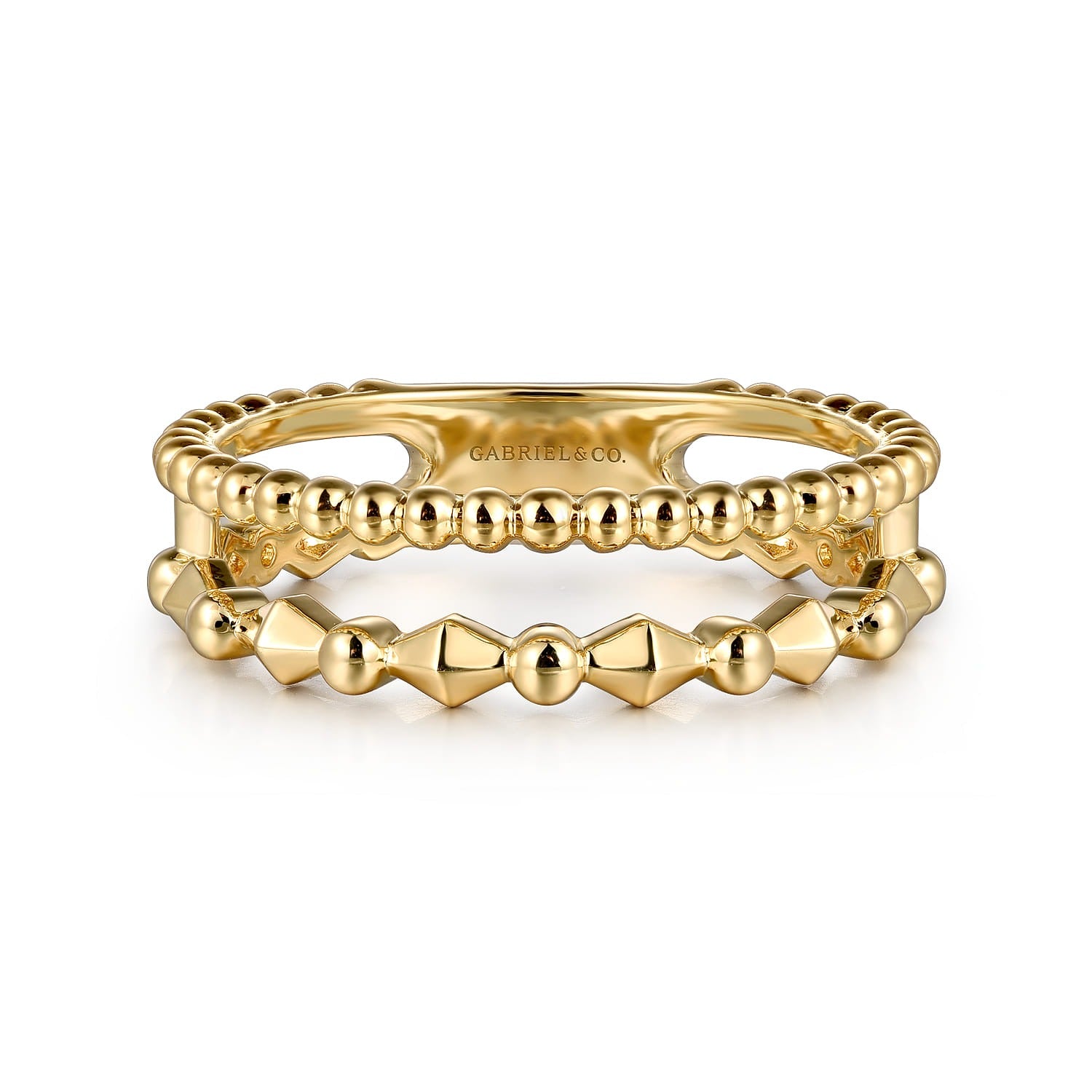 Gabriel & Co. 14K Yellow Plain Gold Bujukan Pyramid Easy Stackable Ring