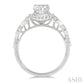 3/4 Ctw Carved Shank Round Cut Diamond Engagement Ring With 3/8 Ct Pear Cut Center Stone in 14K White Gold