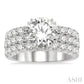 1 3/4 Ctw Triple Row Round Cut Diamond Semi-Mount Engagement Ring in 14K White Gold