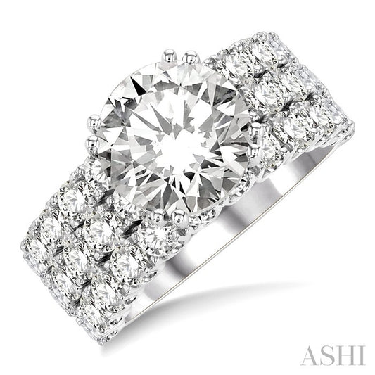 2 5/8 Ctw Triple Row Round Cut Diamond Semi-Mount Engagement Ring in 14K White Gold