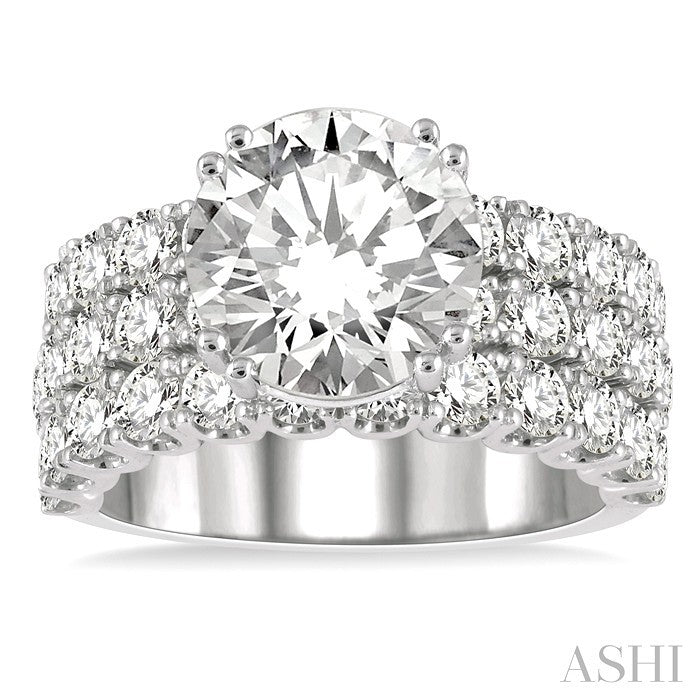 2 5/8 Ctw Triple Row Round Cut Diamond Semi-Mount Engagement Ring in 14K White Gold