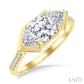 1/10 Ctw East-West Marquise Shape Round Cut Diamond Semi Mount Engagement Ring in 14K Yellow Gold