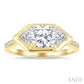 1/10 Ctw East-West Marquise Shape Round Cut Diamond Semi Mount Engagement Ring in 14K Yellow Gold