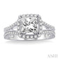 1 1/6 Ctw Diamond Engagement Ring with 3/4 Ct Princess Cut Center Stone in 14K White Gold